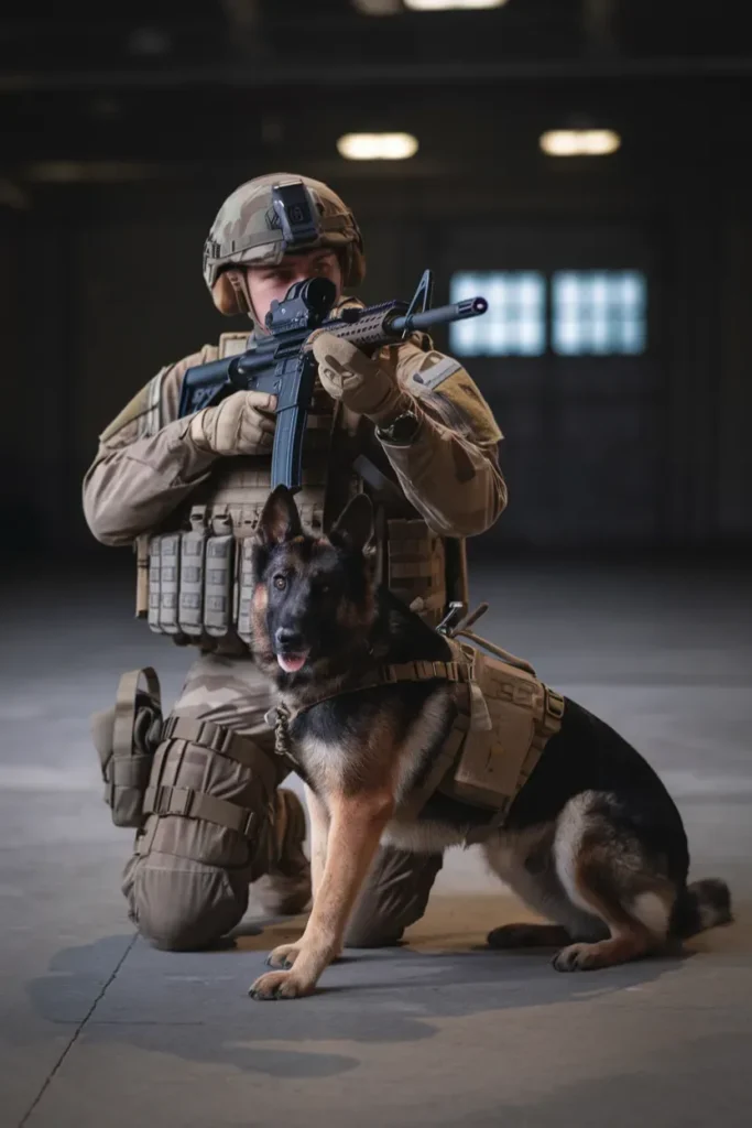 24+ Images of Dogs Who Stand Tall for Their Soldier Companions